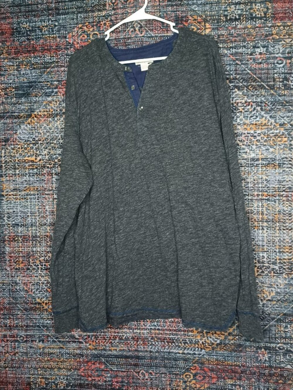 Carbon 2 Cobalt mens heathered dark gray henley shirt XXL